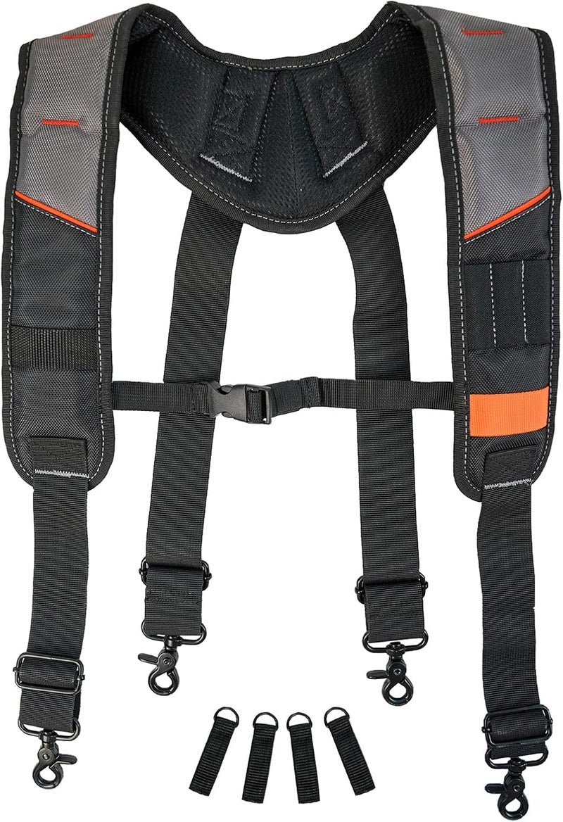 KUNN Tool Belt Suspenders Padded Carpenter Construction Electrician Work Suspender with Attachment Loops for Men,Grey - Image 1